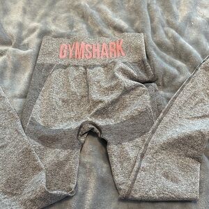 Gymshark Heather Gray Leggings with Pink Accents